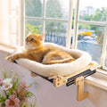 UNQBWE Cat Window Hammock Window Cat Perch with Cushion Bed Cover Wood & Metal Frame Cat Hammock for Window Easy to Adjust and Assemble for Medium and Small Cats